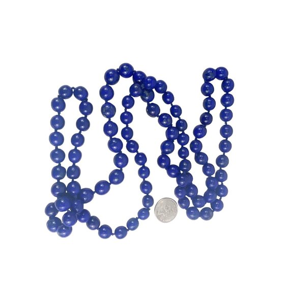 Lapis Lazuli 50 Inch Hand Knotted Beaded Necklace Natural Blue LAPIS LAZULI - Picture 7 of 8